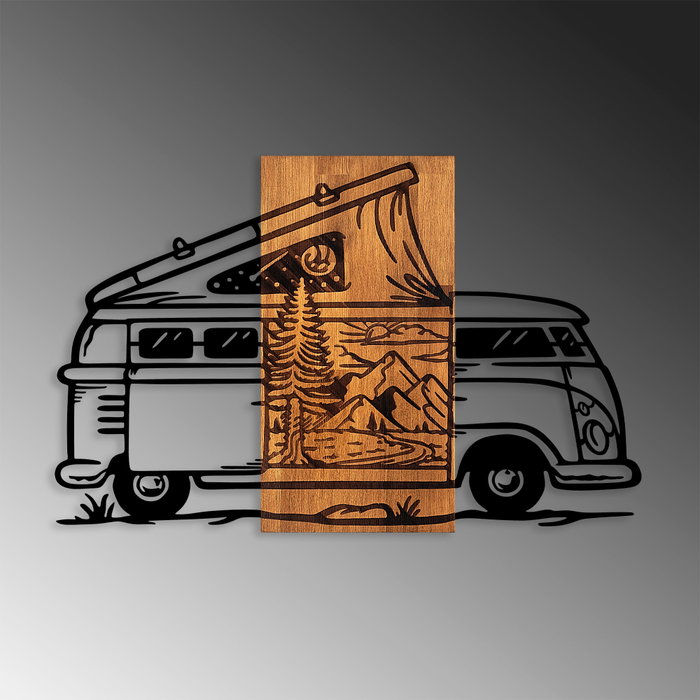 Wallity Caravan Holiday - 379 Accesorio de Pared de Madera y Metal Nogal y Negro Wallity Caravan Holiday - 379 Accesorio de Pared de Madera y Metal Nogal y Negro